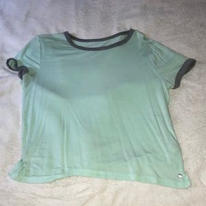 Casual teal T-Shirt with grey edges